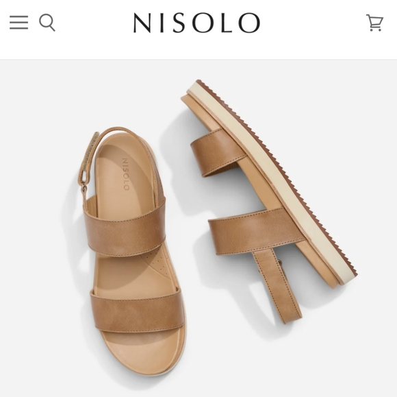 NWOT Nisolo Almond Sandals with Cushioned Footbed and Slingback Go To Flatform - Picture 2 of 10